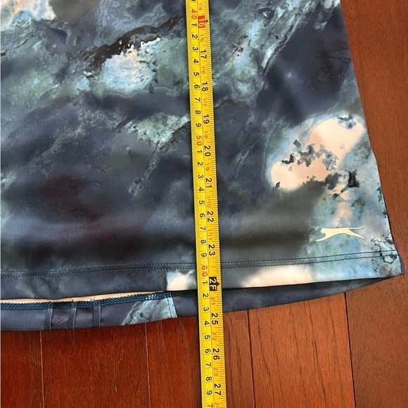 Slazenger Marble Pin Tuck Sleeveless Golf Polo Blue Medium sleeveless V- neck - Picture 6 of 9